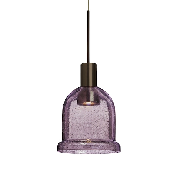 Besa Lighting Kiba Cord Pendant, Plum Bubble, Bronze Finish, 1x3W LED 1XT-KIBAPL-LED-BR - main